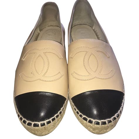 espadrilles chanel beige et noir|authentic chanel espadrilles.